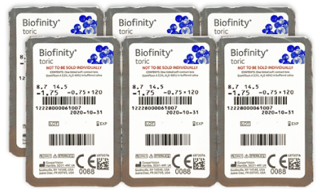 6 unidades de lentes de contato Biofinity